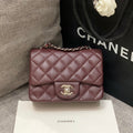 MINI SQUARE FLAP BAG 17CM CHOCOLATE CAVIAR SILVER HARDWARE