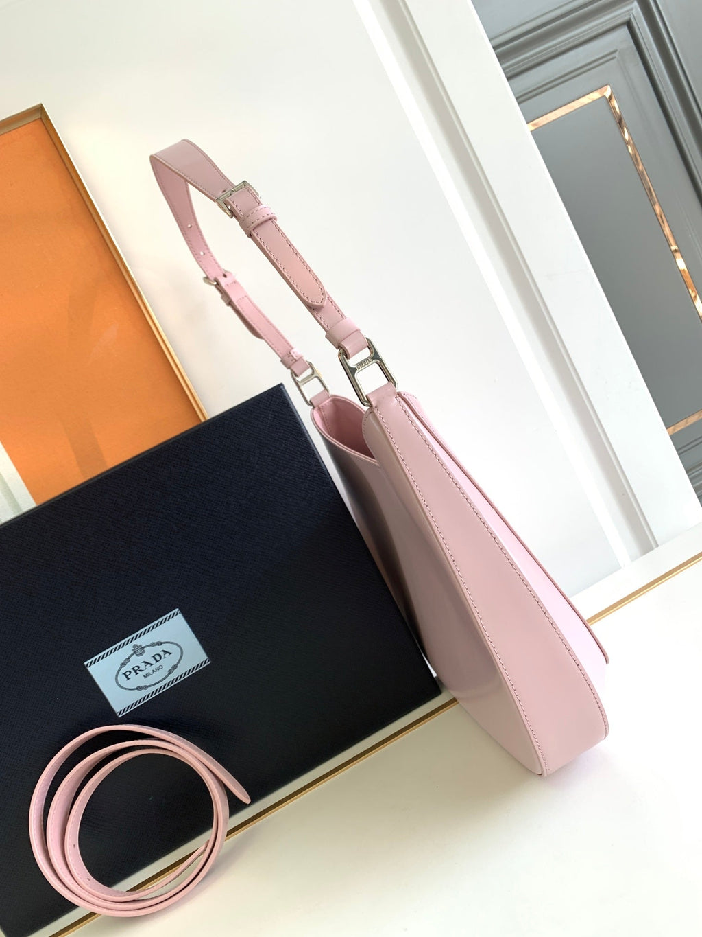 CLEO 30 PINK BRUSHED LEATHER SHOULDER BAG