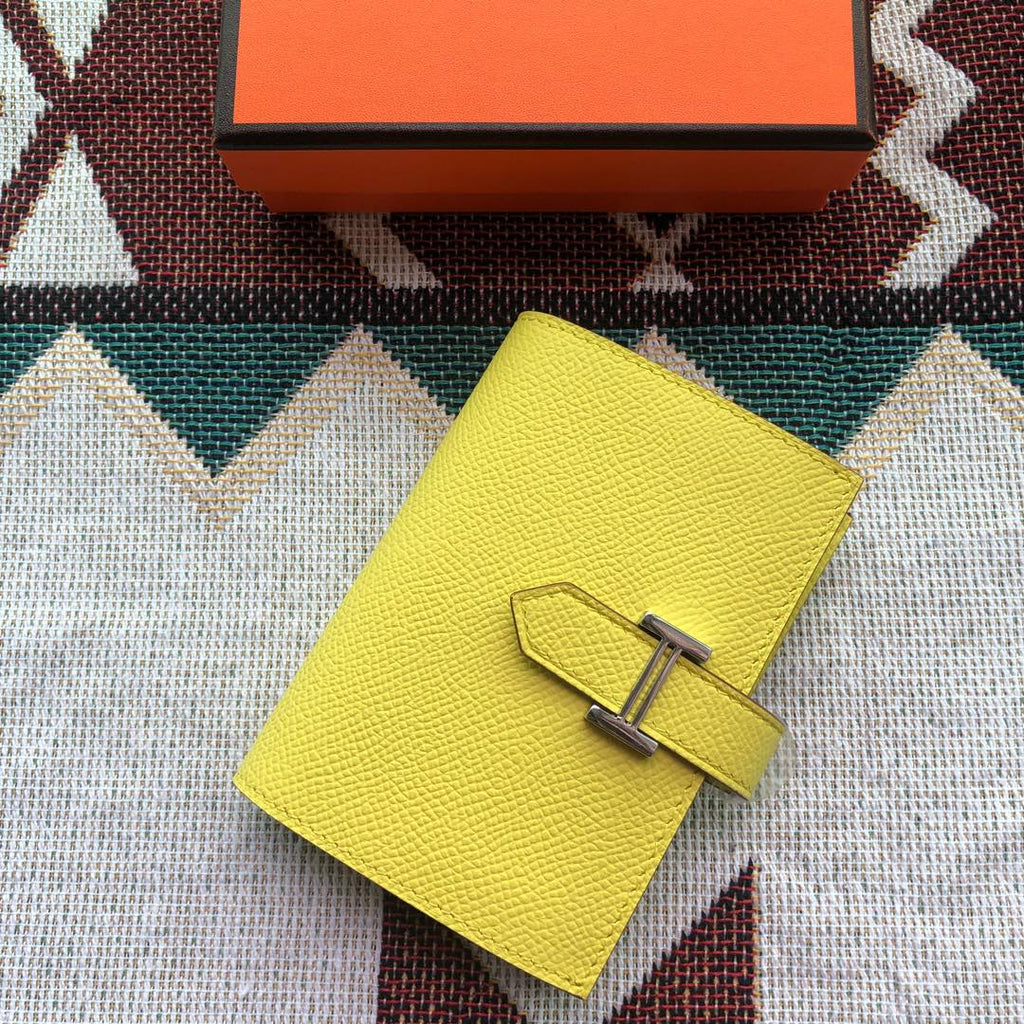 BEARN COMPACT WALLET 12 IN SUNSHINE YELLOW EPSOM LEATHER
