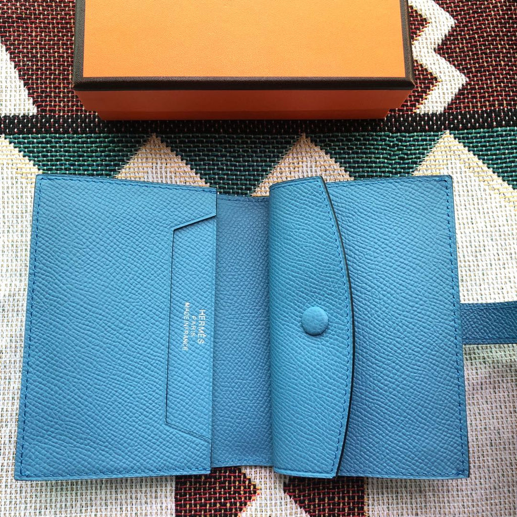BEARN COMPACT WALLET 12 IN OCEAN BLUE EPSOM LEATHER