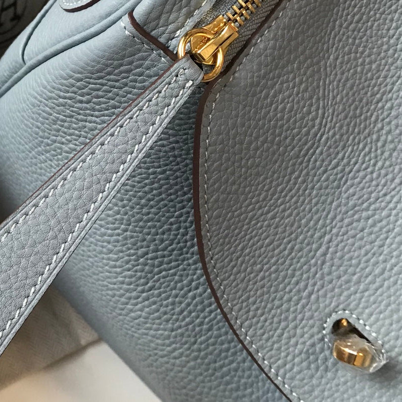 HM LINDY 30 BAG IN NEPAL BLUE CALFSKIN GOLD HARDWARE