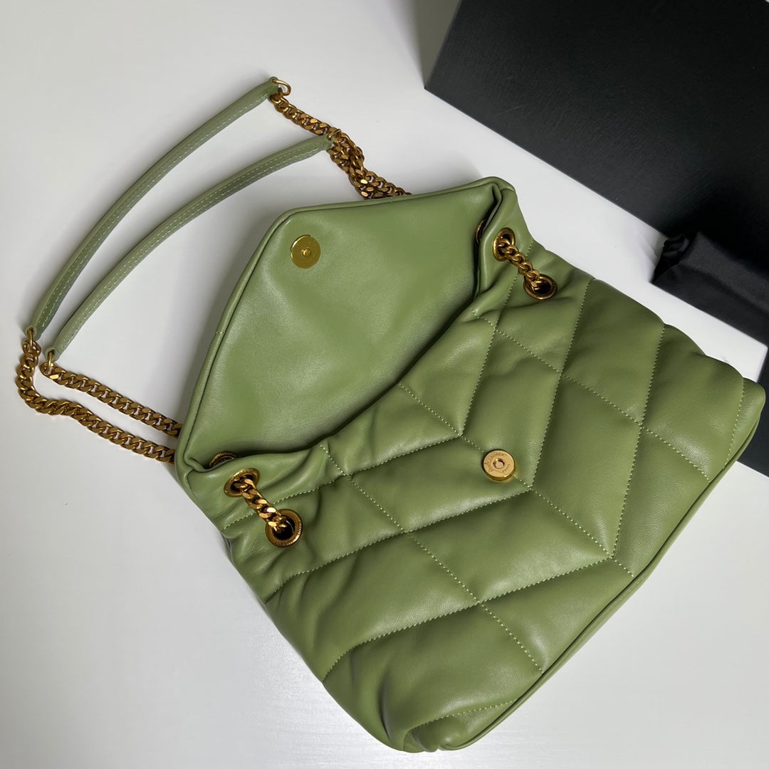 PUFFER TOY 29 IN FERN GREEN LAMBSKIN GOLD HARDWARE
