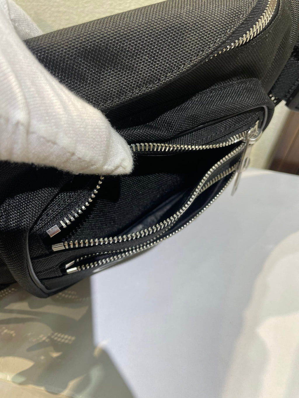 TREKKING BELT BAG 43 IN BLACK NYLON WITH CELINE PRINT