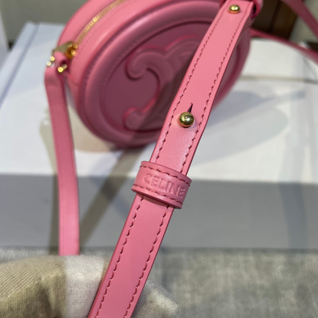 OVAL PURSE BAG 16 IN ROUGE PINK CALFSKIN