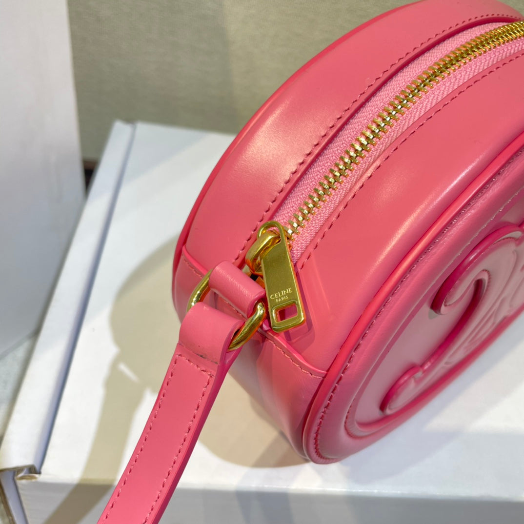 OVAL PURSE BAG 20 IN ROUGE PINK CALFSKIN