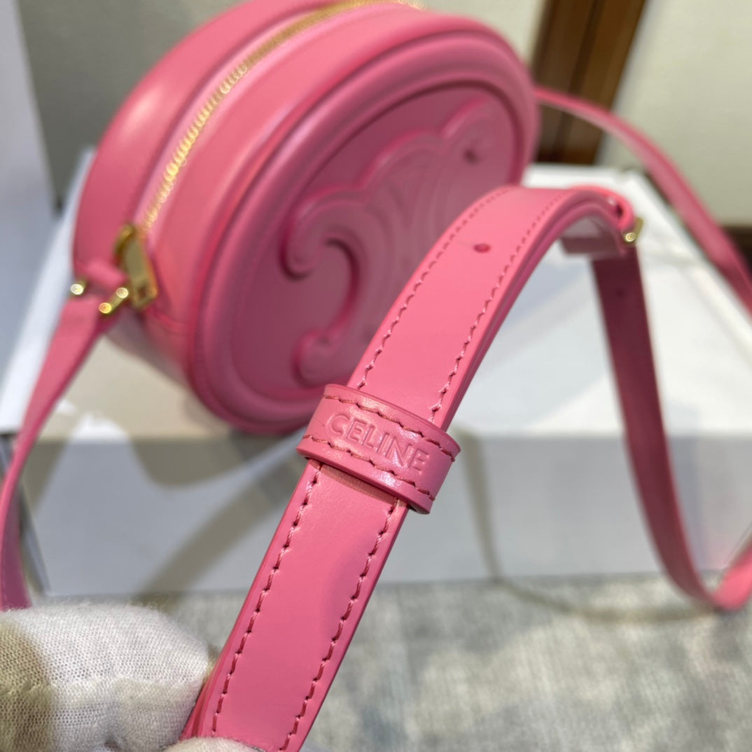 OVAL PURSE BAG 20 IN ROUGE PINK CALFSKIN