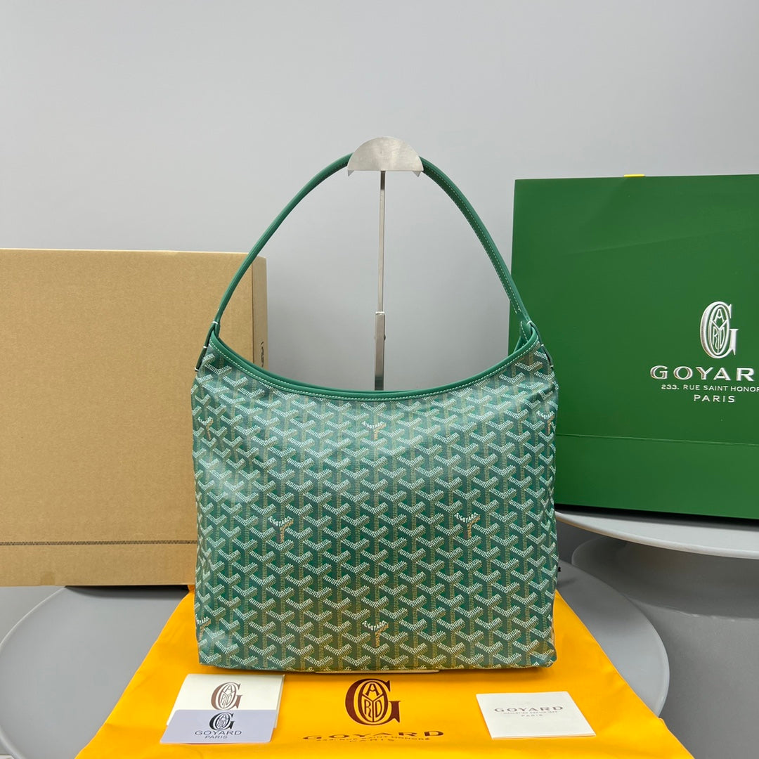 HOBO BOHÈME 34 IN GREEN GOYARDINE CANVAS AND CALFSKIN