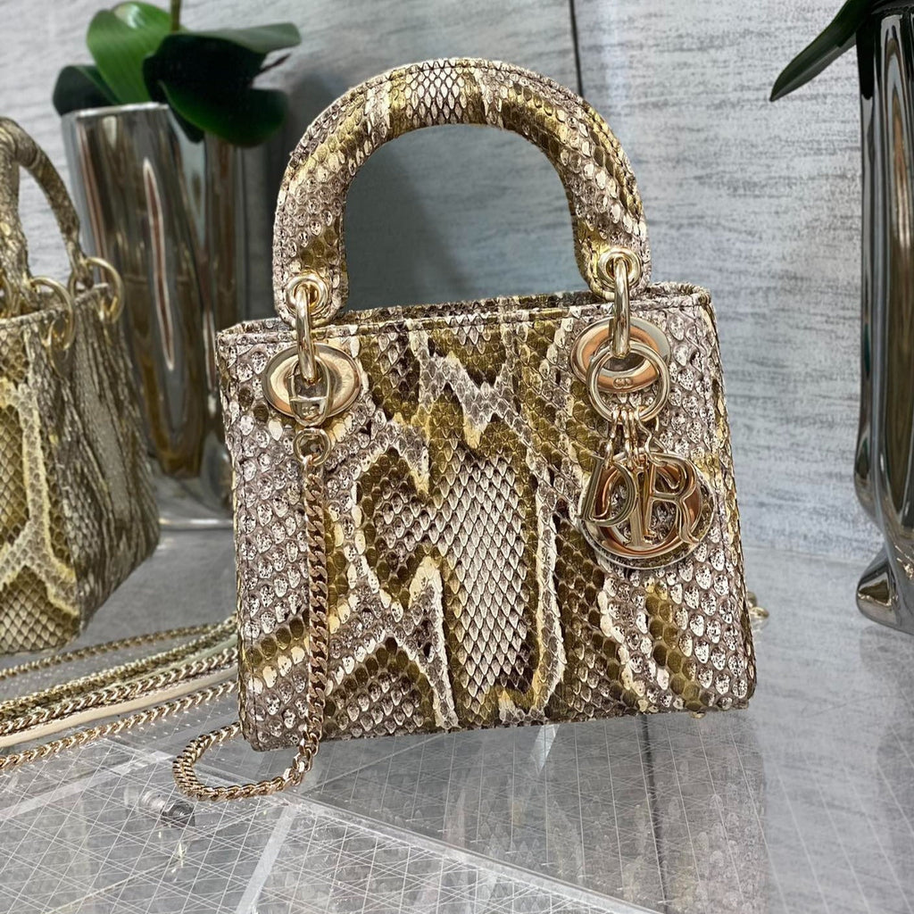 MINI LADY 17 BAG IN GOLDEN PYTHON LEATHER