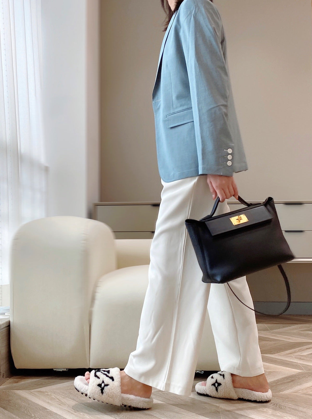 MINI 24/24 29CM IN BLACK EVERCOLOR CALFSKIN GOLD KELLY BUCKLE