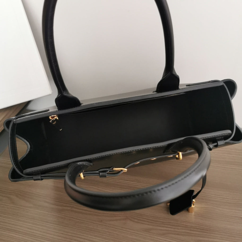 CONTI BAG 36 IN BLACK CALFSKIN GOLD HARDWARE