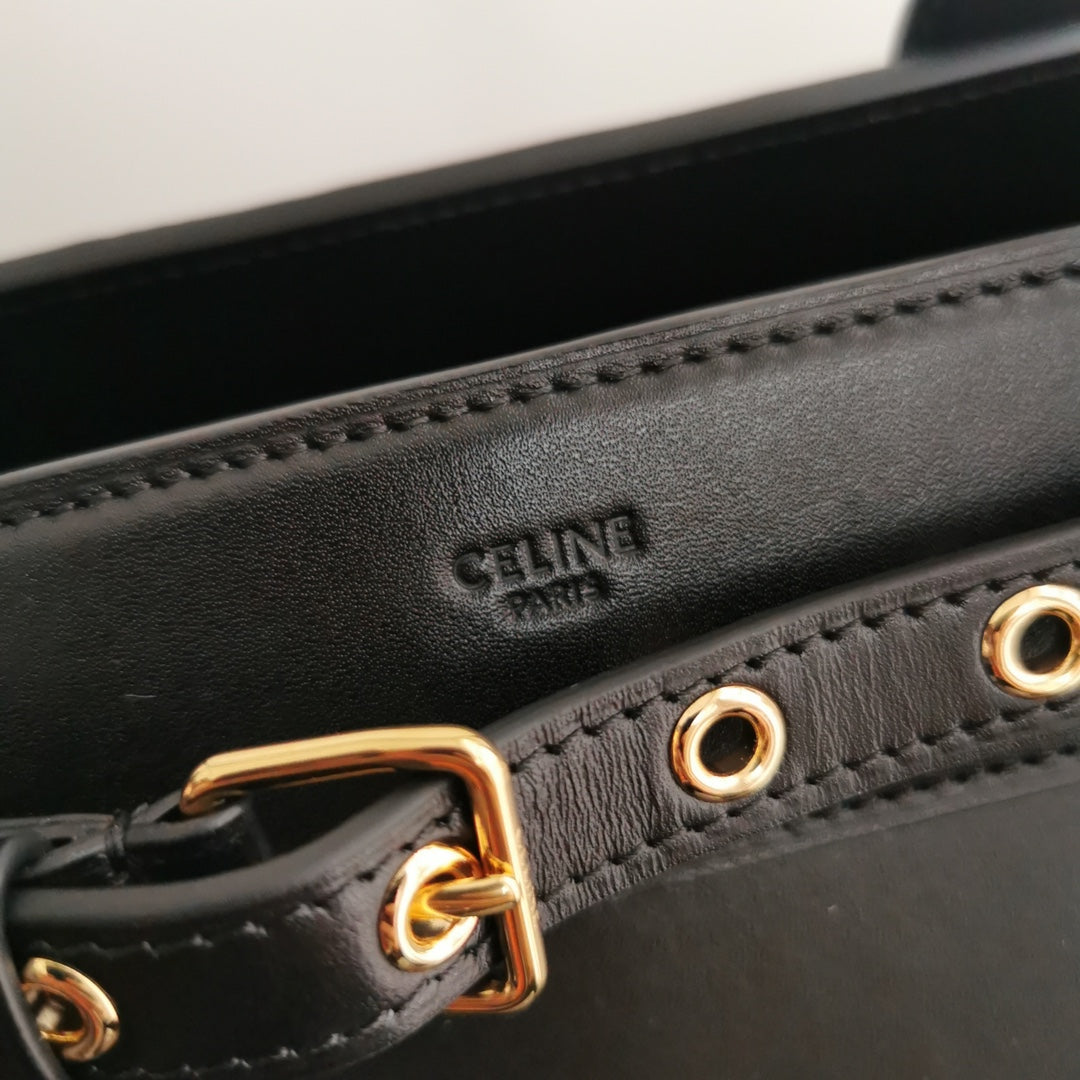 CONTI BAG 36 IN BLACK CALFSKIN GOLD HARDWARE