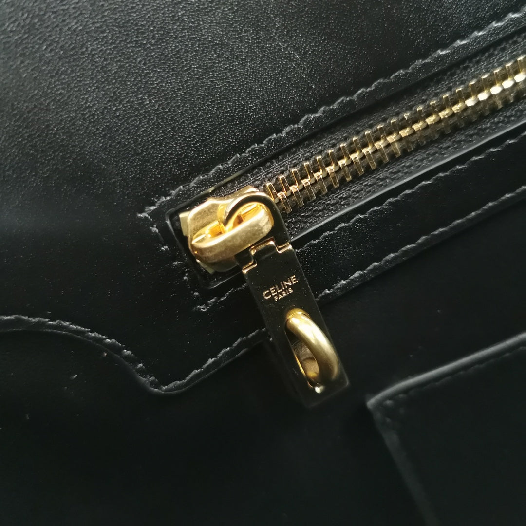 CONTI BAG 36 IN BLACK CALFSKIN GOLD HARDWARE