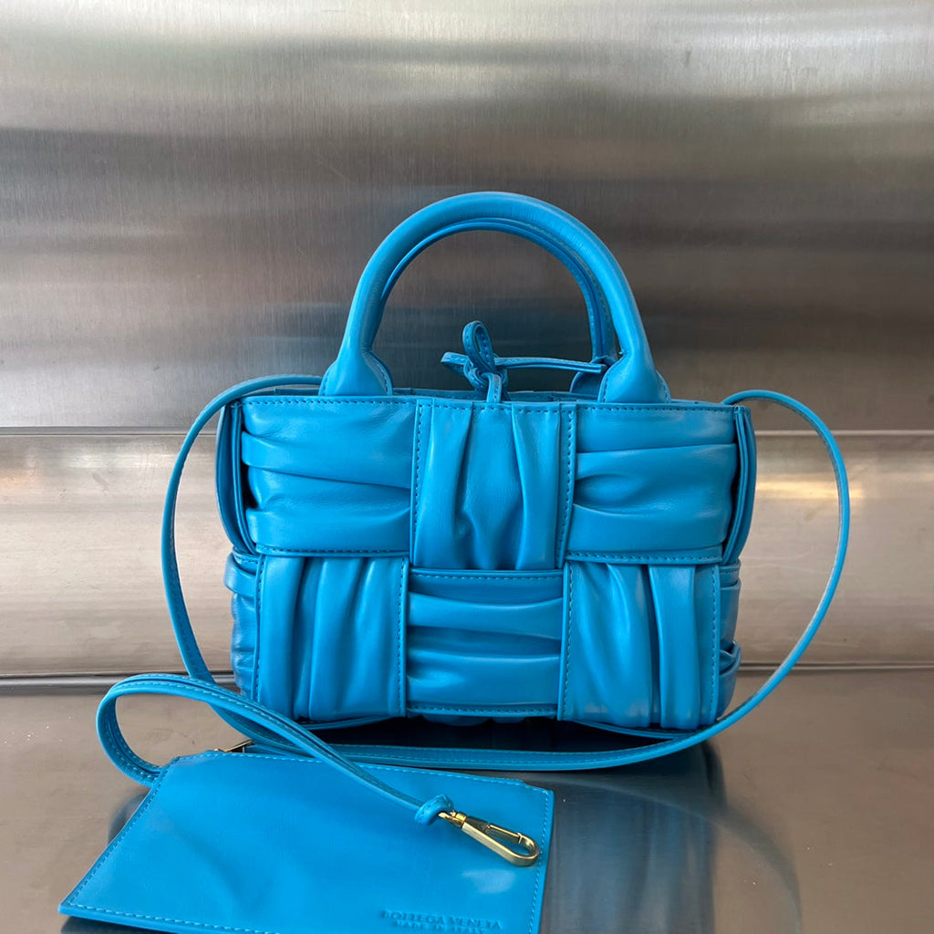 CANDY ARCO TOTE 20 IN CERULEAN BLUE SOFT LAMBSKIN