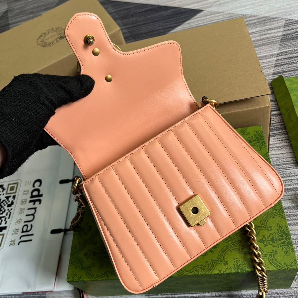 GG MARMONT MINI 21 CLASSIC BAG IN PEACH PINK CALFSKIN