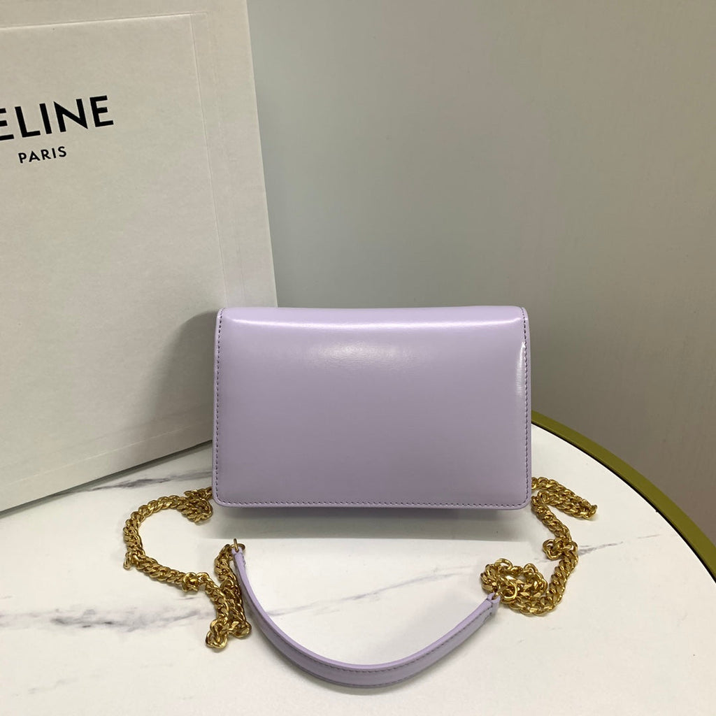 WALLET ON CHAIN MARGO 19 IN LIGHT LILAC SMOOTH CALFSKIN GOLD HARDWARE