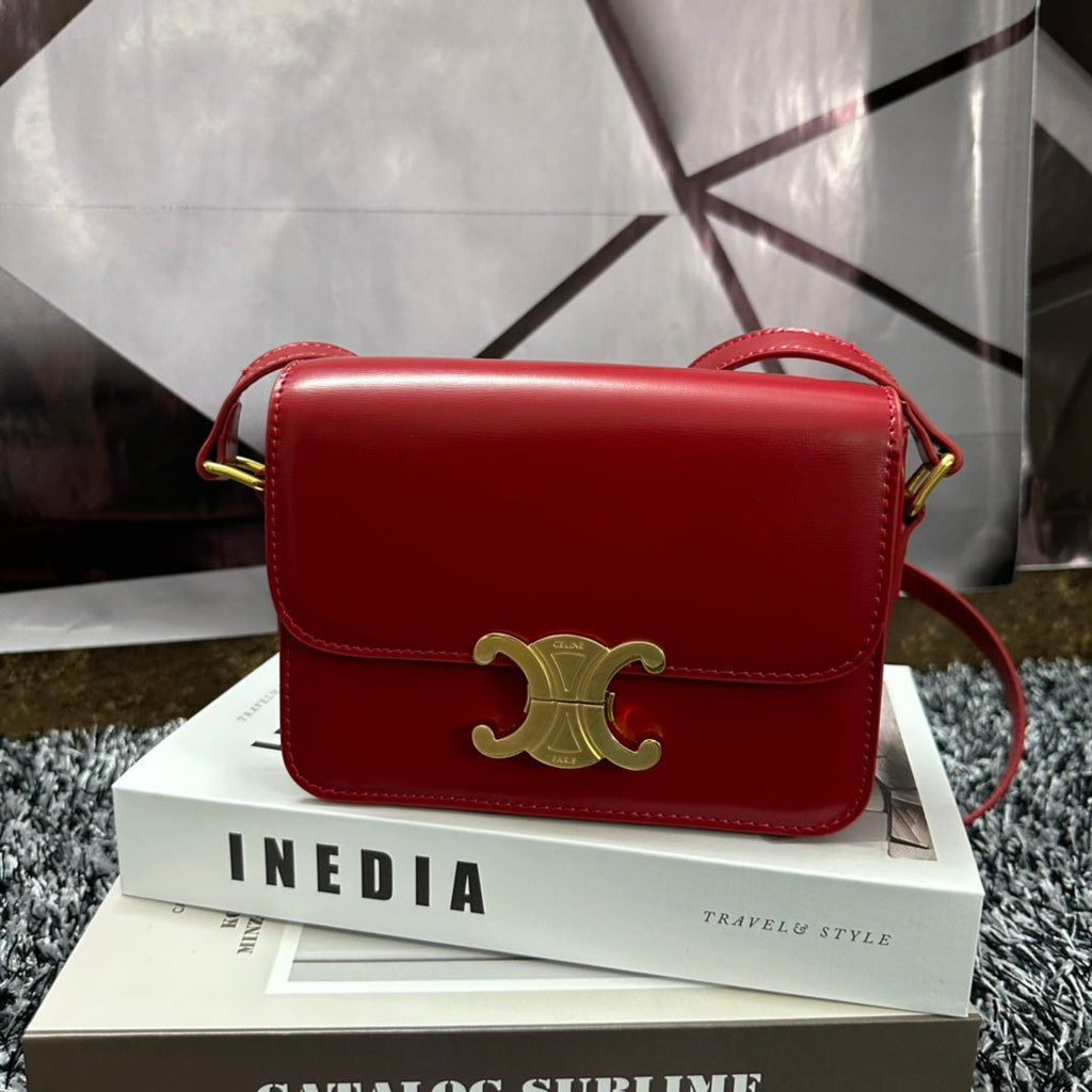TRIOMPHE TEEN 18 CHERRY RED COWHIDE LEATHER