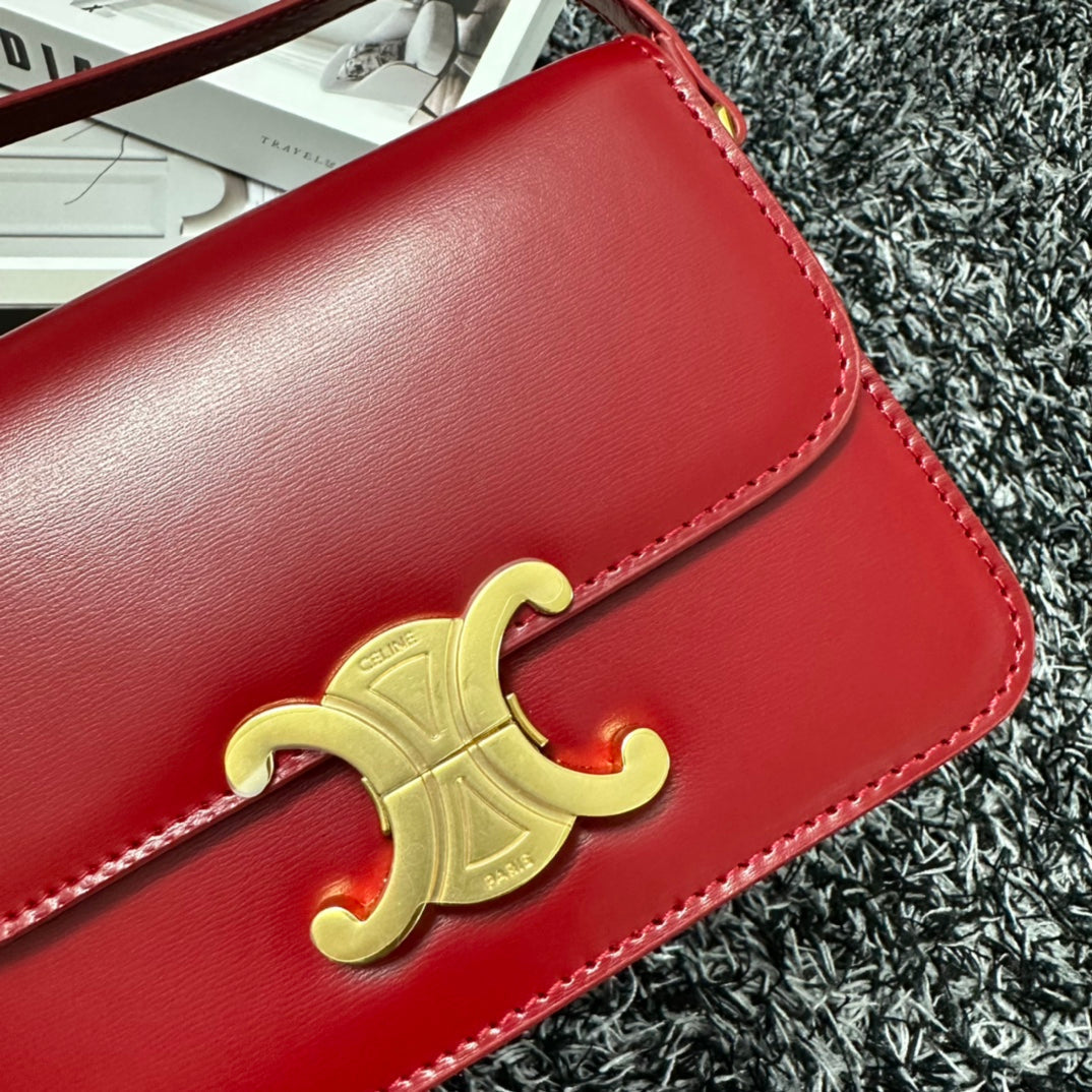 TRIOMPHE TEEN 18 CHERRY RED COWHIDE LEATHER