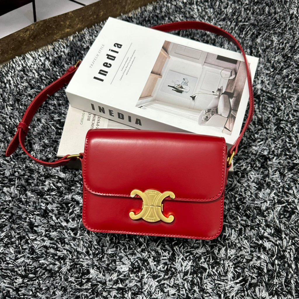 TRIOMPHE TEEN 18 CHERRY RED COWHIDE LEATHER