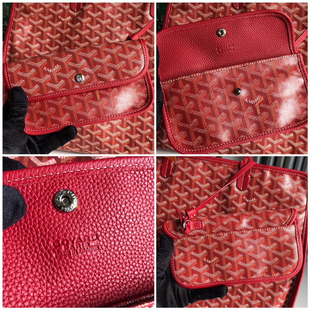 HARDY PM BAG 40 IN RED GOYARDINE CANVAS AND TAURILLON LEATHER TRIM