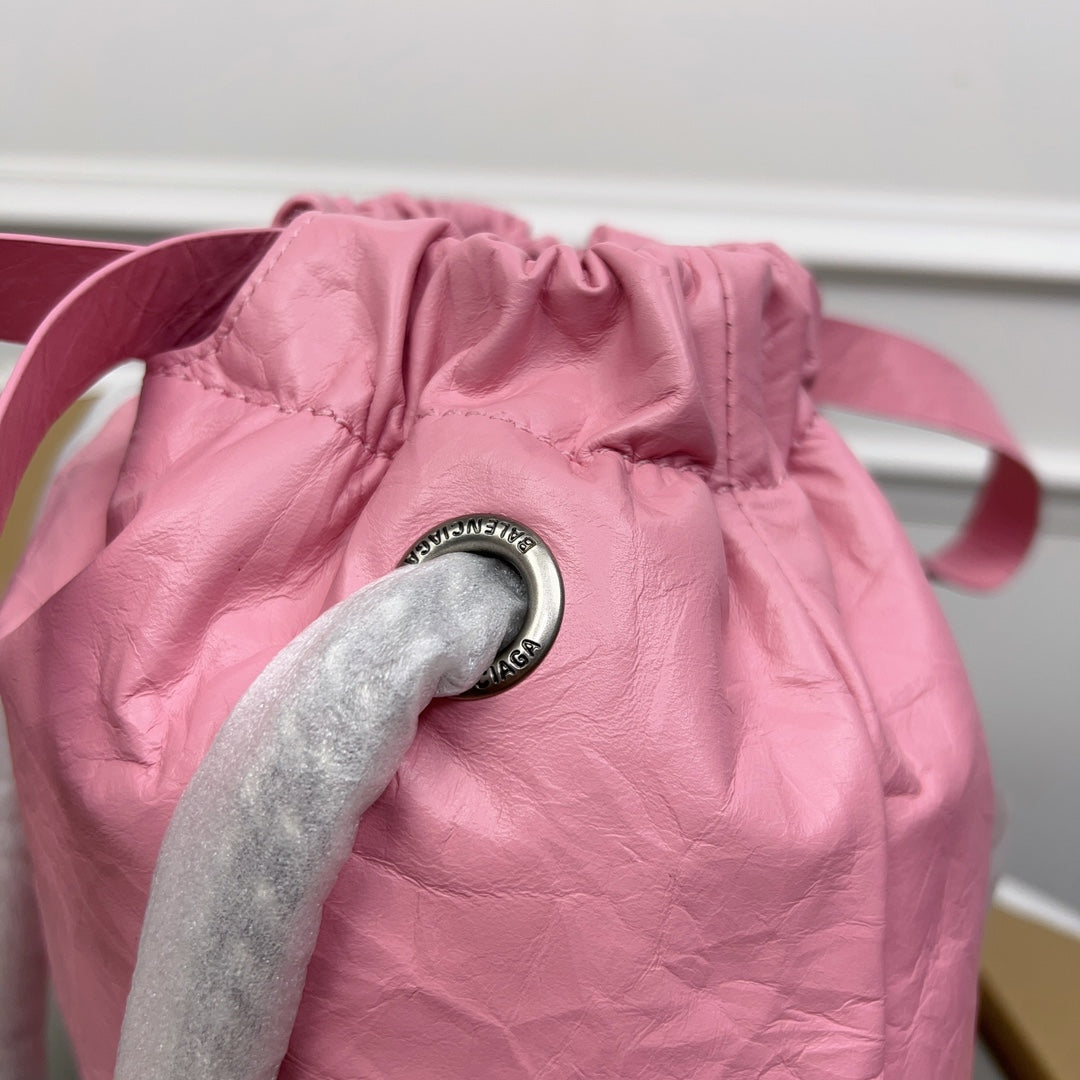 CRUSH SMALL TOTE BAG 27 IN PINK CRUSHED CALFSKIN SILVER HARDWARE