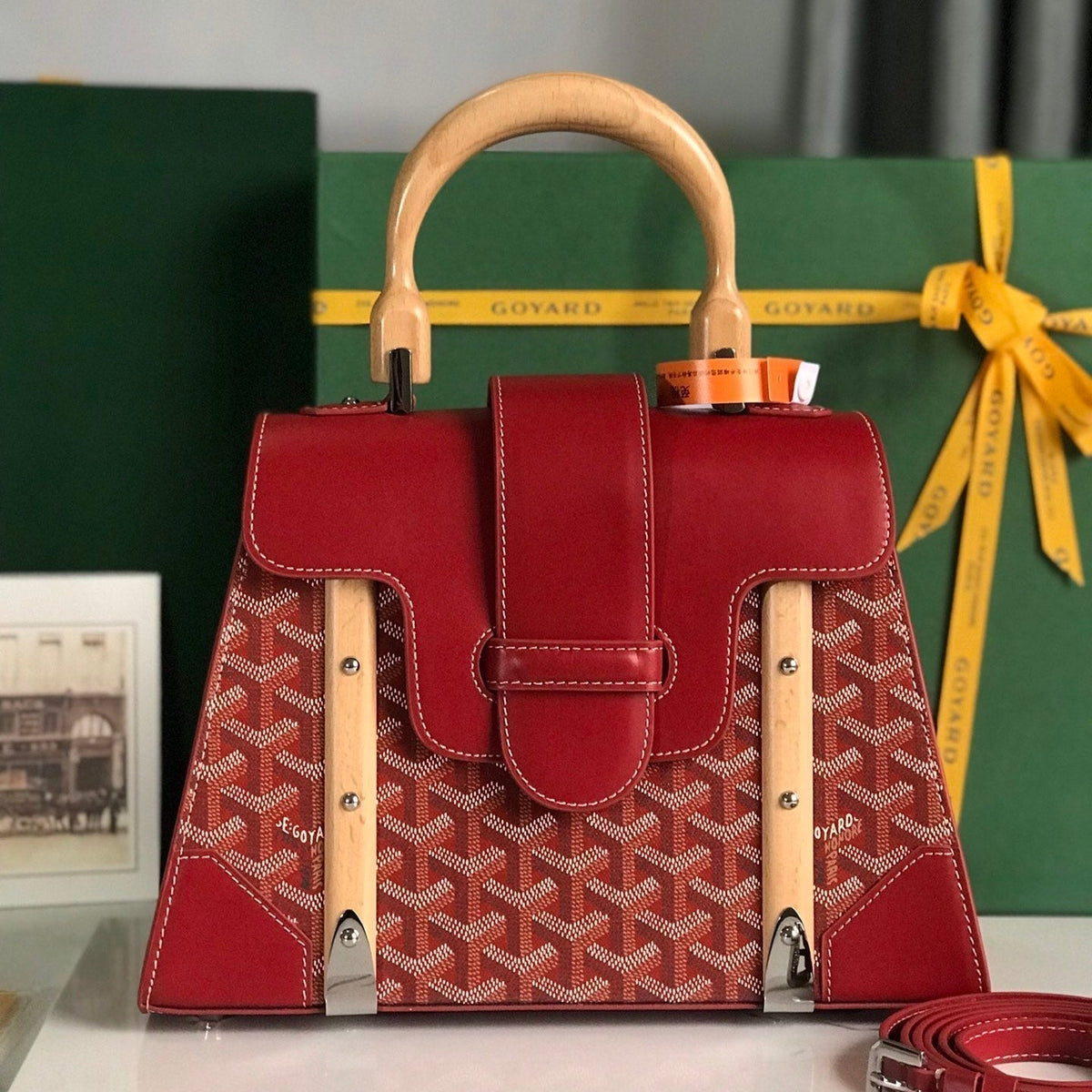 SAÏGON PM BAG 28 IN PERSIAN RED GOYARDINE CANVAS AND CALFSKIN