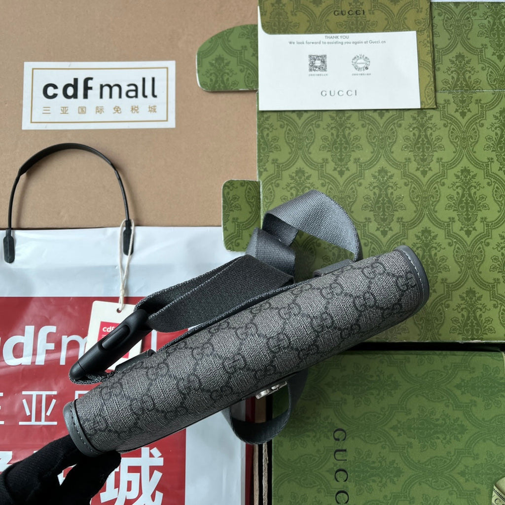 OPHIDIA BELT BAG 24 IN DARK GREY GG CALFSKIN