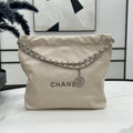 CC MEDIUM 37 HANDBAG IN BEIGE CREAM CALFSKIN SILVER HARDWARE