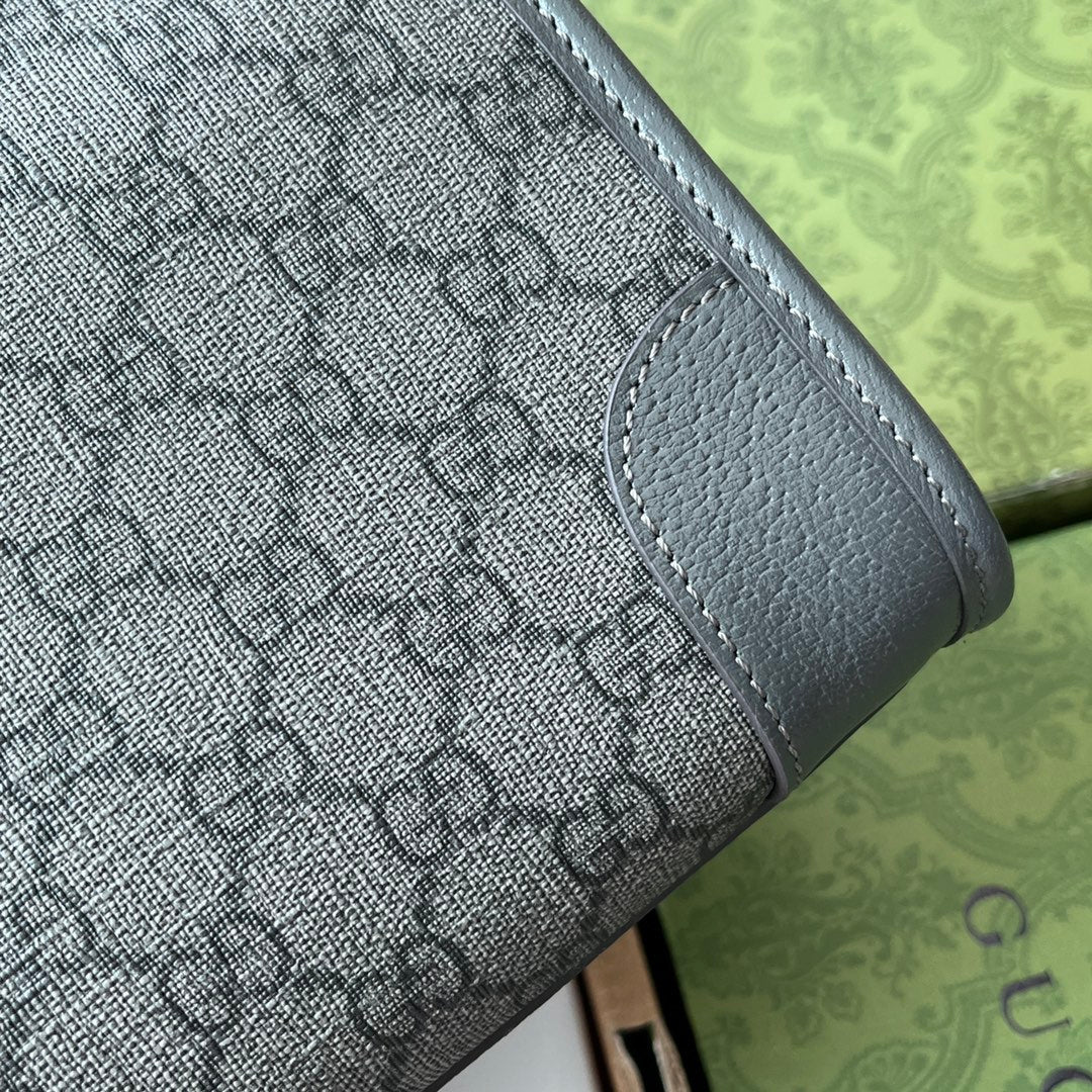 OPHIDIA MESSENGER BAG 35 IN GREY BLACK GG CALFSKIN