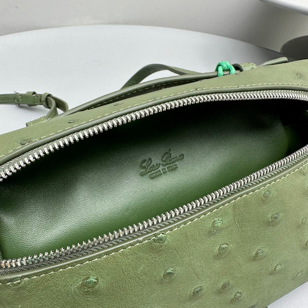 Extra Pocket L19 Olive Ostrich Leather Shw