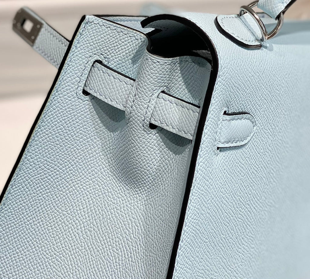 KELLY 25CM IN BLUE BRUME EPSOM CALFSKIN PALLADIUM HARDWARE
