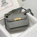 HM JYPSIERE SHOULDER BAG 23 IN GREY CALFSKIN GOLD HARDWARE