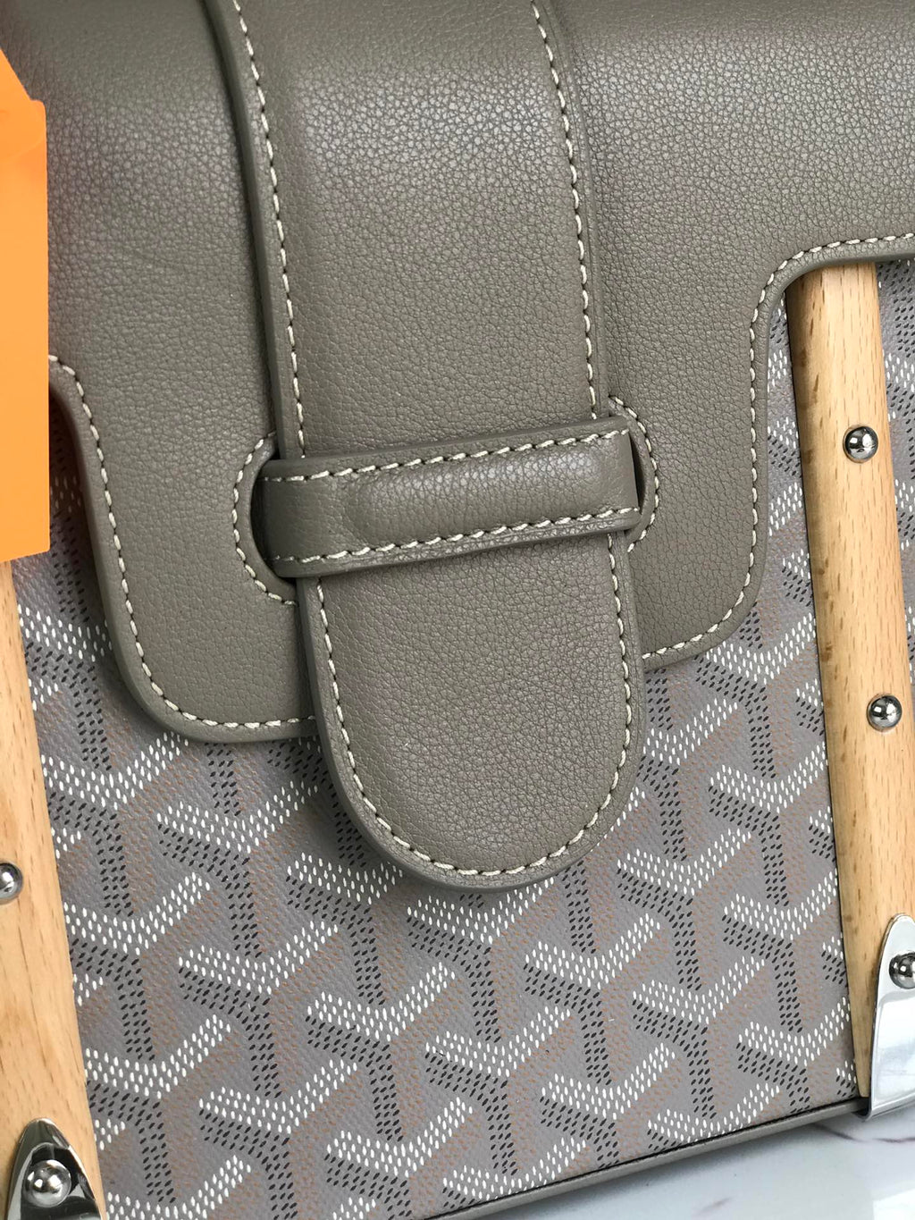 SAÏGON PM BAG 28 IN DESERT GOYARDINE CANVAS AND CALFSKIN