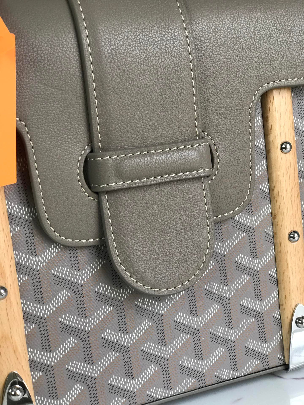 SAÏGON PM BAG 28 IN DESERT GOYARDINE CANVAS AND CALFSKIN