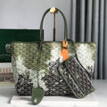 SAINT LOUIS PM BAG 34 IN GREEN MIX BLACK GOYARDINE CANVAS