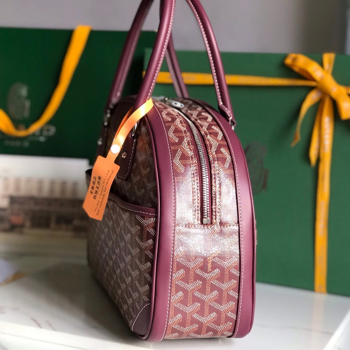 SAINT JEANNE BAG 35 IN CANNON PINK GOYARDINE CANVAS AND CALFSKIN