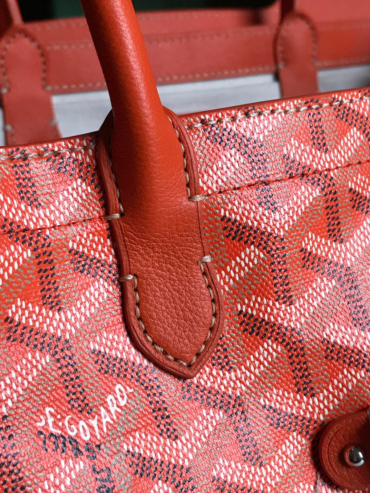 SAIGON SOUPLE BAG 34 IN RED ORANGE GOYARDINE CANVAS AND CALFSKIN