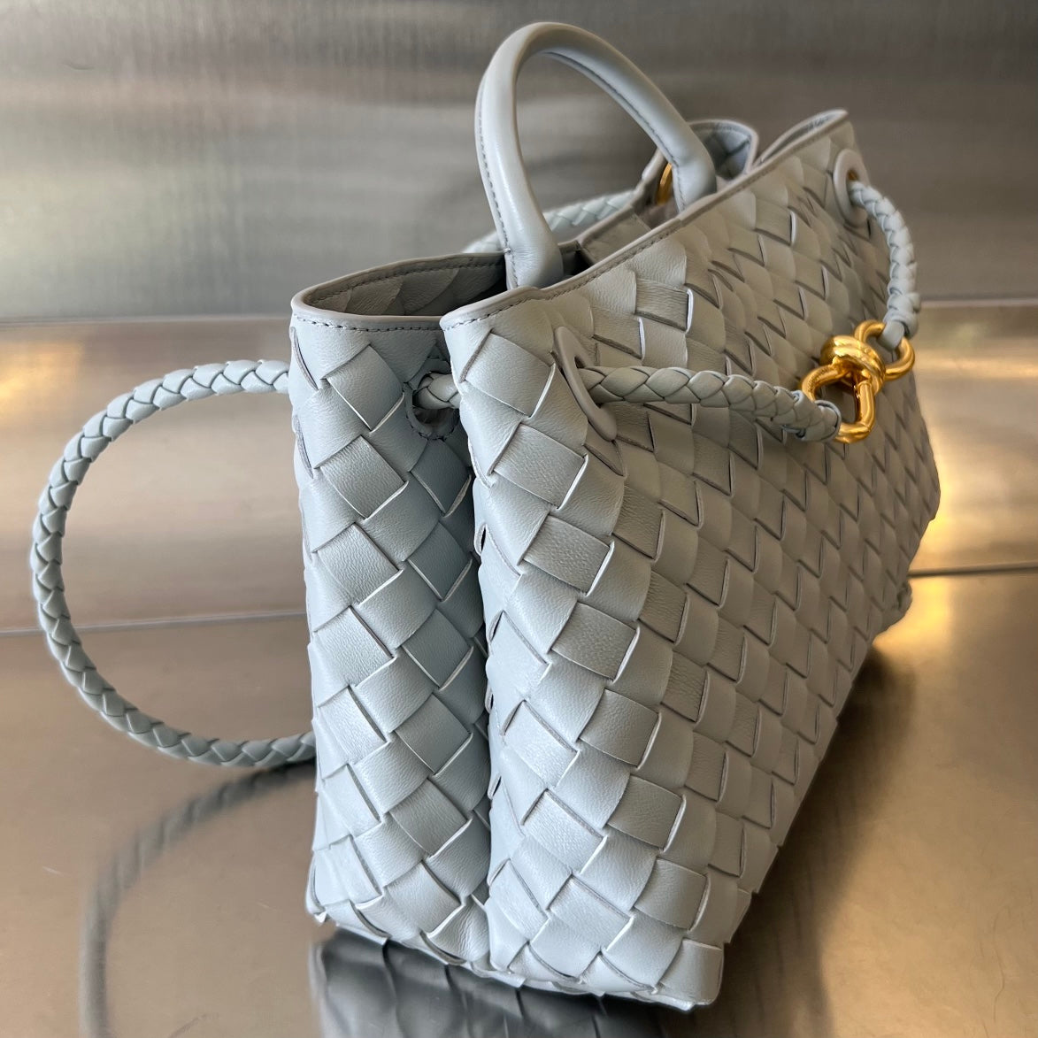 SMALL ANDIAMO 29 IN GREY LAMBSKIN