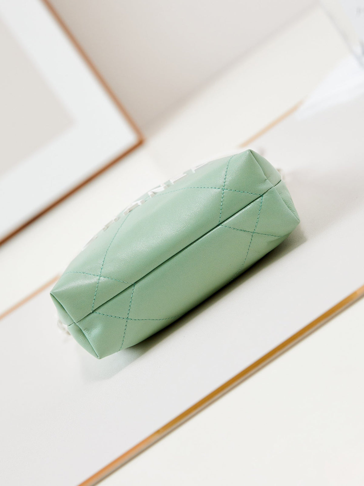 CC MINI 20 HOBO BAG IN WHITE MIX LIGHT GREEN CALFSKIN
