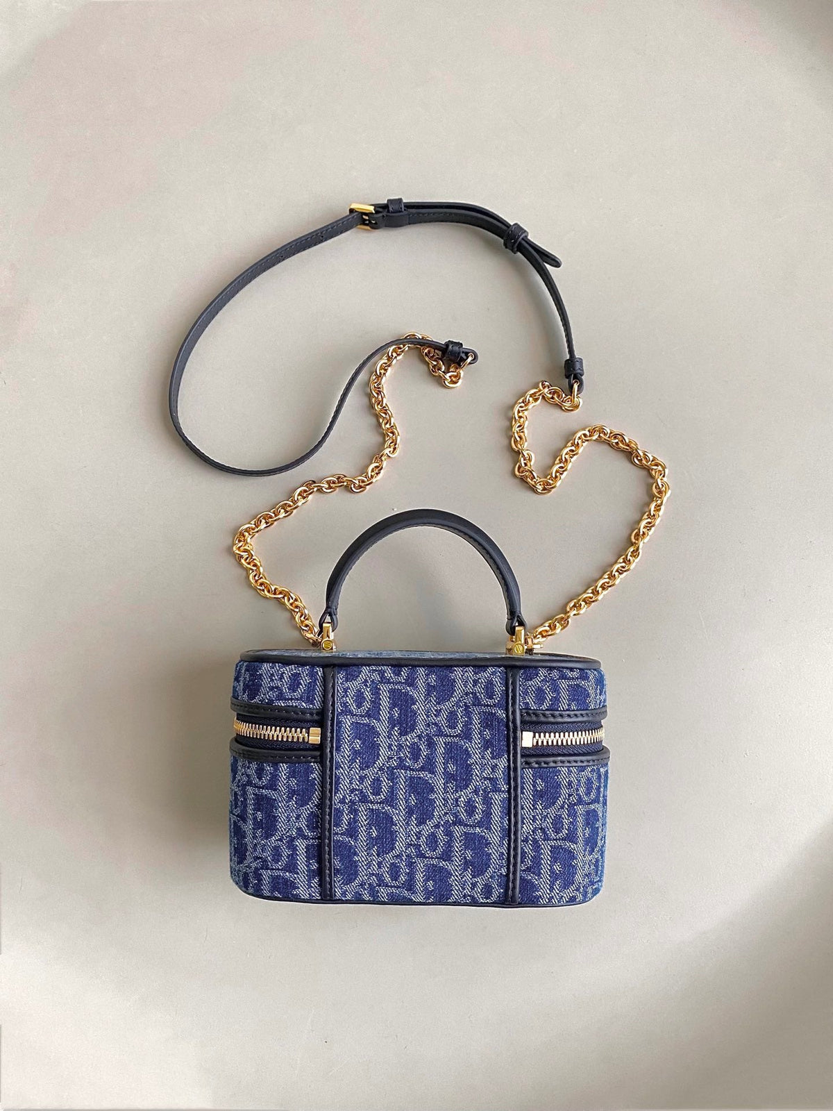 MINI VANITY CASE 16 BLUE DENIM OBLIQUE JACQUARD