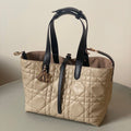 MEDIUM TOUJOURS BAG 28 IN BEIGE CANNAGE CALFSKIN BLACK STRAP