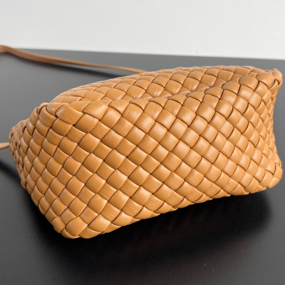 COBBLE TOP HANDLE BAG 23 IN BRONZE BROWN LAMBSKIN