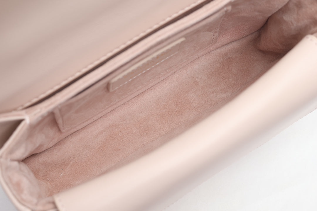 JOLIE TOP HANDLE BAG 19 IN PALE PINK CANNAGE CALFSKIN