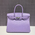 HM BIRKIN 30CM PURPLE OSTRICH LEATHER SILVER HARDWARE