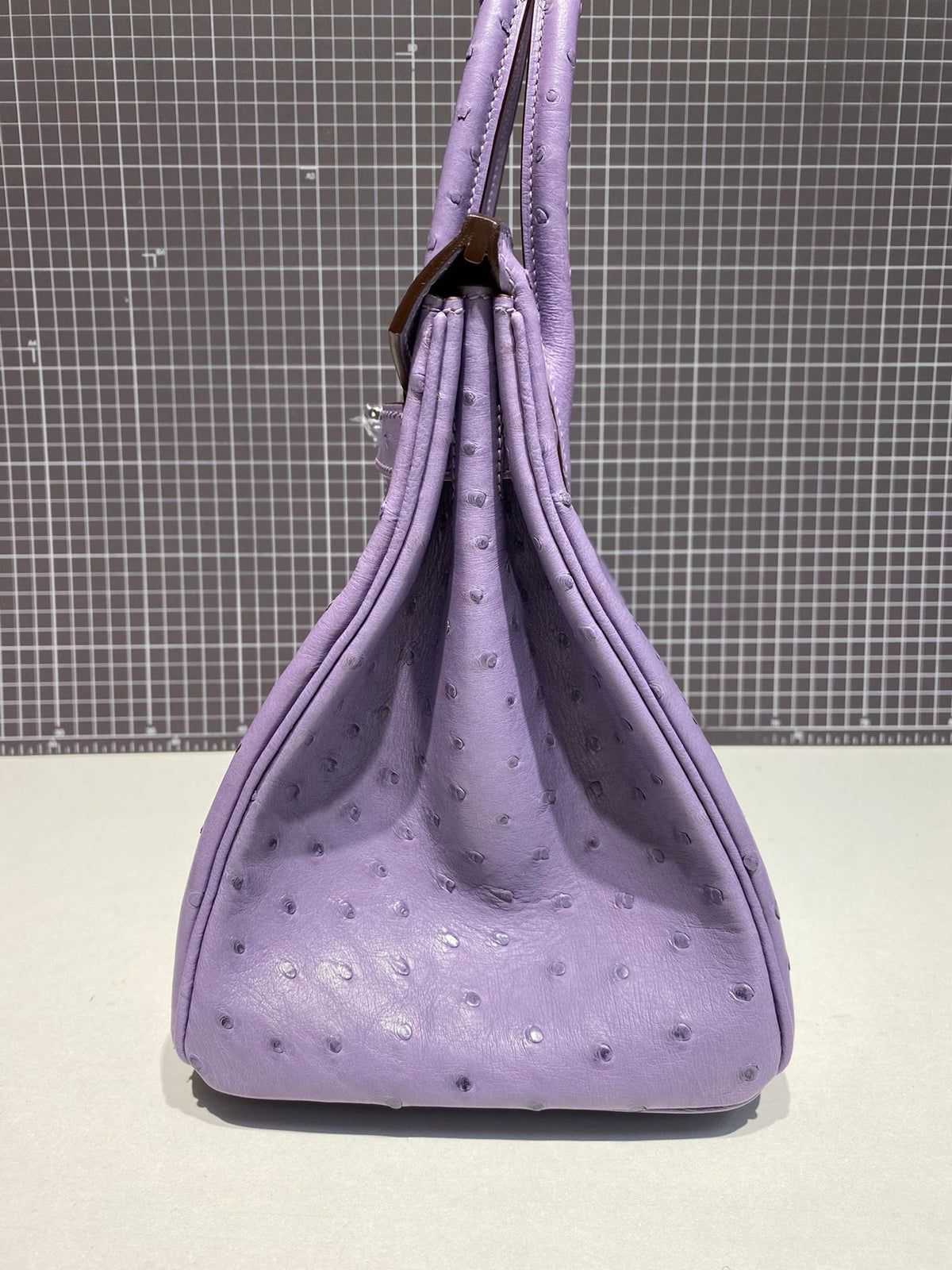 HM BIRKIN 30CM PURPLE OSTRICH LEATHER SILVER HARDWARE