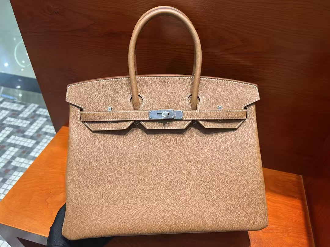 HM BIRKIN 35CM BAG BROWN CALFSKIN SILVER HARDWARE