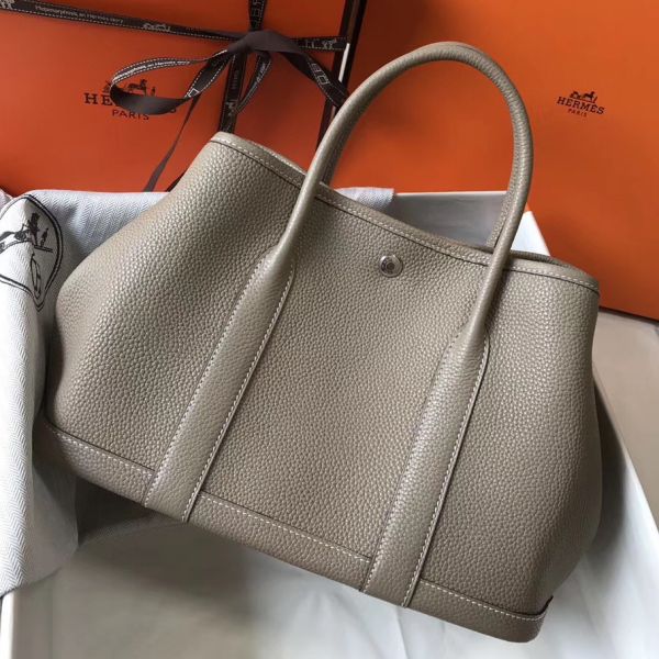 HERM Garden Party 30 Bag In Grey Taurillon Leather