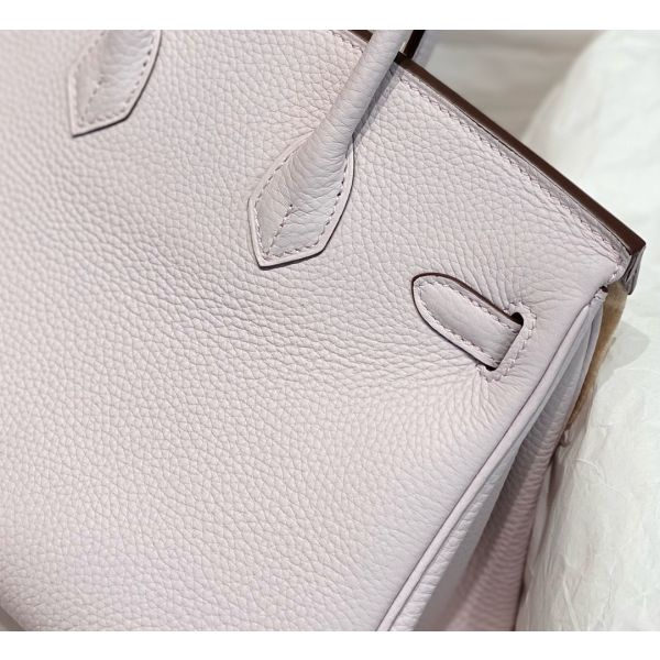 HERM Birkin 25cm Bag In Mauve Pale Clemence Leather PHW