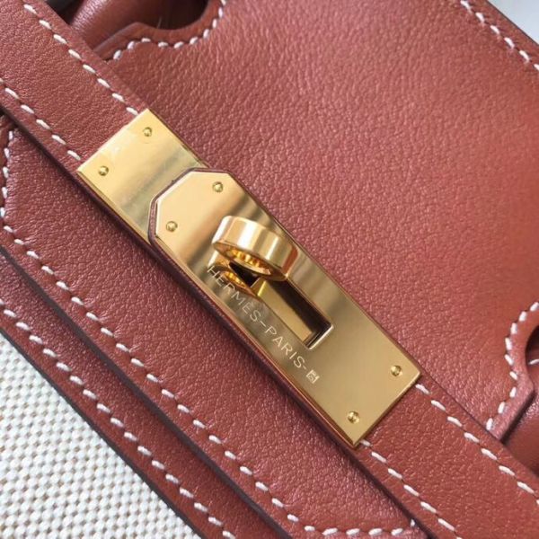 HERM Birkin 35cm Canvas Bag With Barenia Leather GHW