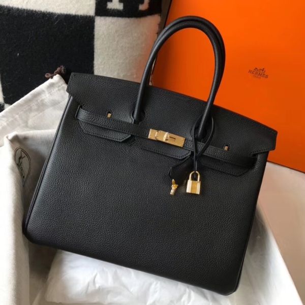 HERM Birkin 35cm Bag In Black Togo Leather GHW