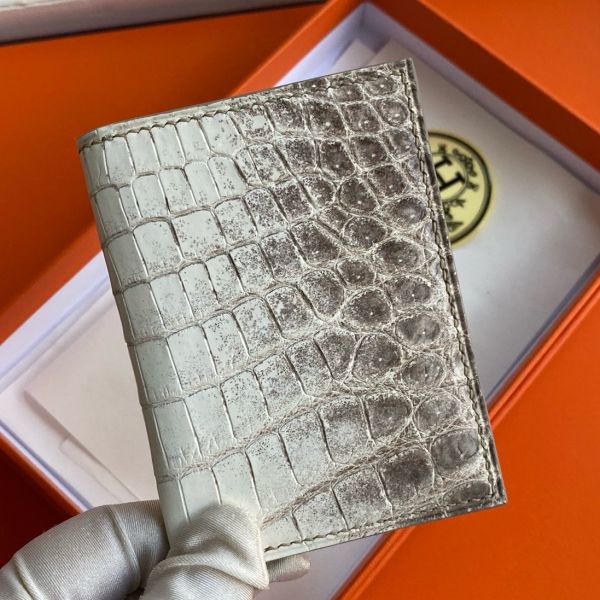 HERM MC¬≤ Euclide Card Holder in Himalaya Niloticus Crocodile Skin